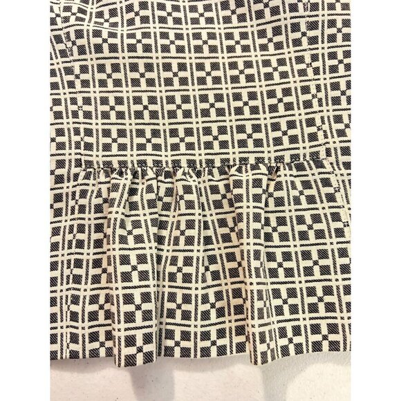 Diane Von Furstenberg DVF Black & White Geometric Skirt Pleated Hem Size 2 - Picture 5 of 6
